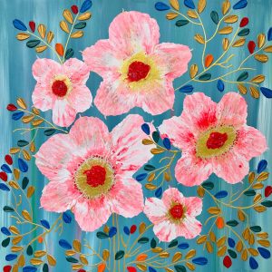 Pink Flowers with Golden Touch